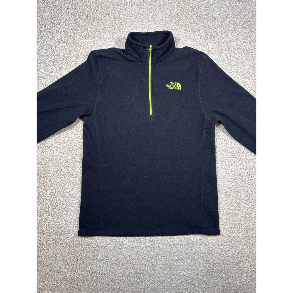 The North Face 1/4 Zip Sweater Mens S Black Jacket Green Zip Fleece Outdoor Warm
